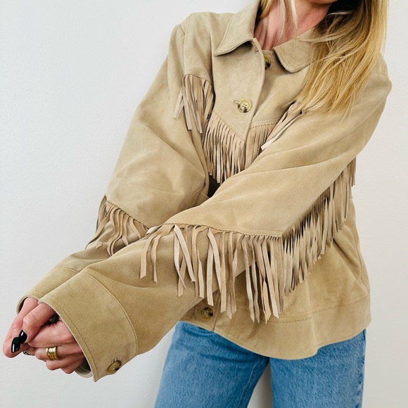 New Ralph Lauren Fringe Trim Suede Goat Leather Western Jacket MSRP $705 2X - Picture 4 of 16